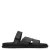 Manfield – Heren – Zwarte leren slippers –