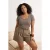 Trendyol Curve Dames Bruin Gestreept Kort Getailleerd Grote maten Blouses