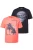 Men Plus Shirt  koraal / zwart / wit