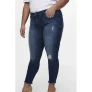 ONLY CARMAKOMA cropped skinny jeans CARWILLY met slijtage details dark denim