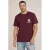 Kultivate regular fit T-shirt met backprint en borduursels – donkerrood