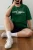 Trendyol Curve Dames Groen Slogan Kort Relaxed fit Grote maten T-shirts