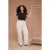 Trendyol Curve Dames Ecru Effen Wijde pijp Hoge taille Grote maten Jeans