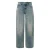 Jeans barrel met hoge taille barrel leg met versleten effect voor dames QS
