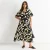 Florale V-hals Midi-jurk met Elastische Taille