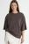 Oversized Geribde Korte Blouse met Ronde Hals