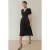 V-hals Puff Mouw A-Lijn Crepe Midi Jurk