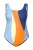 Ulla Popken Badpak  crème / lichtblauw / donkerblauw / oranje