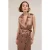 Motivi Double Breasted Shiny Satin Dress Brown