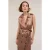 Motivi Double Breasted Shiny Satin Dress Brown