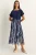 Abstracte Print Boot Hals Midi Jurk