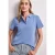 Street One Dames Poloshirt met korte mouwen en geribde structuur in Blauw