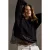 TRENDYOLMİLLA Dames Zwart Effen Lang Relaxed fit Sweatshirts