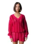 Colourful Rebel Lizza Crochet Stripe V-Neck Sweater