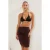 TRENDYOLMİLLA Dames Bruin Effen Kort / Mini Bodycon Asymmetrisch Rokken