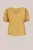 WE Fashion – Dames T-shirt met pofmouwen – Curve – Regular fit – Mosterdgeel – Katoen – Plus Size