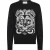 Embroidered Merino Wool Round Neck Pullover Hexagon Dragon