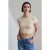 Dames Crop Slim-Fit Crew Neck T-Shirt