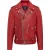 Heren Bikerjack van koeienhuid in rood leer Brando – Pargas