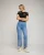 Jeans met hoge taille en kralen