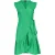 Groene mouwloze wikkeljurk met ruches in viscose poplin
