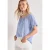 Street One Dames Chambray blouse met ronde hals en uitsnede in Blauw