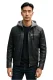 Heren blauwe capuchon biker lamsleren jas – Ingham
