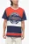 Color Block T-shirt met ronde hals en bedrukt logo in wit, blauw en rood