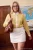 Trendyol Curve Dames Geel Gestreept Lang Oversized Grote maten Overhemden