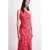 Mango midi one shoulder jurk met bloemenprint rood