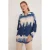 Oversized Abstract Weaving Lange Mouwen Plooi Shirt met Knoopsluiting