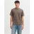 JACK & JONES PREMIUM regular T-shirt taupe met ingebreid patroon