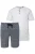 JP1880 Pyjama kort  blauw / offwhite