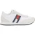 Tommy Jeans Heren TJM Classic hardloopschoenen van leer met vlaglogo (Wit, Marine, Rood)