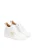 Leather white sneakers with perforation and hidden anchor