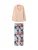 Gisela Pyjama  beige / blauw / rosé / oranjerood