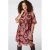 MS Mode Plus Size korte bohemian jurk met ceintuur en paisley – donkerrood/roze