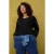 Trendyol Curve Dames Zwart Effen Lang Relaxed fit Grote maten Sweatshirts