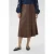 Cream imitatieleren midi rok bruin