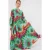 Geprinte V-hals Maxi-jurk met knoopsluiting