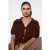 Dames Geribde Acrylaat Polo Cardigan met Sluiering Voorkant