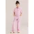 WE Fashion straight high waist gestreepte casual broek roze