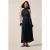 Oltre Long Satin Dress With Flower Blue