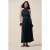 Oltre Long Satin Dress With Flower Blue