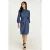 Indigo jurk met lange mouwen en riem in Tencel