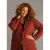 Colletta Plus Size lang geruit vest – bruin