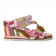 Laura Vita Women’s Balade 32 Rose Pink Floral Leather Wedge Espadrille Sandalen