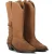 Summum Woman Leather Cowboy Boot With Fringes Caramel Coffee