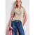 Street One Dames Shirt met korte mouwen, ronde hals en print in Beige
