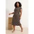Trendyol Curve Dames Bruin Gestreept Midi Kort Casual A-lijn Grote maten Jurk